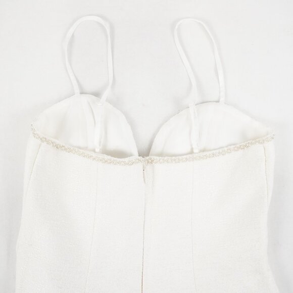 Abercrombie & Fitch Faux Pearl Trim Mini Dress in White Size Medium Tall - NWT - Picture 5 of 9